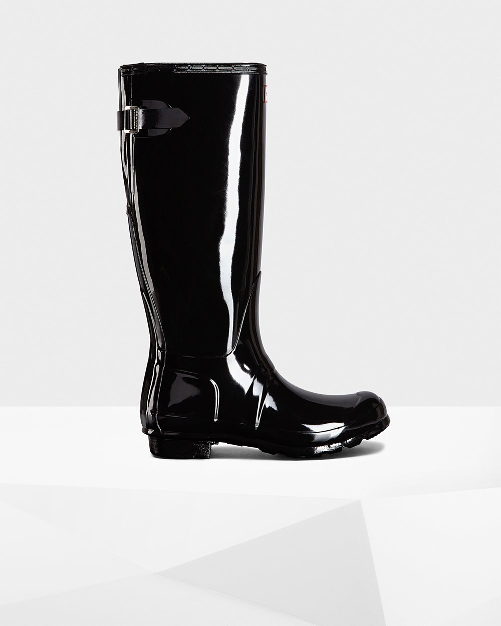 Womens Hunter Tall Rain Boots Black - Original Back Adjustable Gloss - 6098342-MB